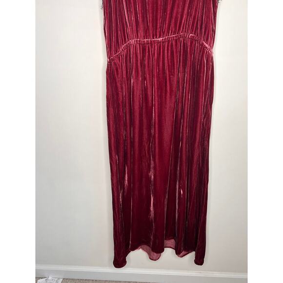 Sundance Norma Elegance Maroon Velvet Lace Silk Blend Midi Dress Women's Size XS - Picture 10 of 10